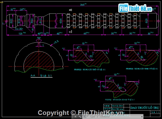 Bản vẽ,cơ khí,Bản vẽ autocad,Dao chuốt lỗ trụ